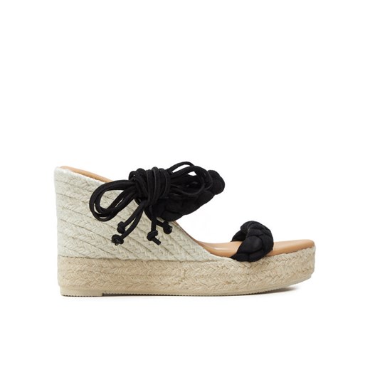 Manebi Espadryle Hamptons Two Braided Bands Wedge Espadrilles K 1.0 WE Czarny ze sklepu MODIVO w kategorii Espadryle damskie - zdjęcie 182628700