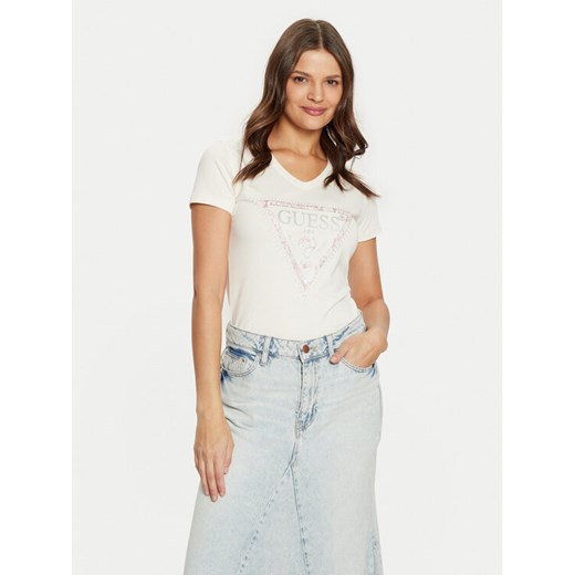 Guess T-Shirt W5RI21 J1314 Écru Regular Fit ze sklepu MODIVO w kategorii Bluzki damskie - zdjęcie 182628773
