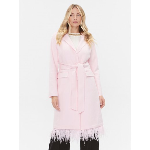 TWINSET Płaszcz wełniany 232TP2010 Różowy Regular Fit ze sklepu MODIVO w kategorii Płaszcze damskie - zdjęcie 182628871