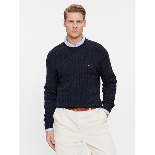 Tommy Hilfiger Sweter MW0MW33132 Granatowy Relaxed Fit ze sklepu MODIVO w kategorii Swetry męskie - zdjęcie 182629073