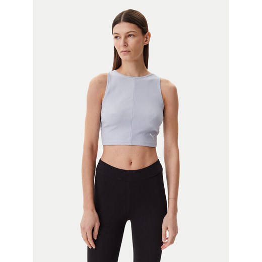 Puma Top Ess 629765 Błękitny Slim Fit ze sklepu MODIVO w kategorii Bluzki damskie - zdjęcie 182629144