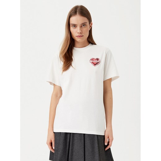 HUGO T-Shirt Vintage 50534545 Biały Boxy Fit ze sklepu MODIVO w kategorii Bluzki damskie - zdjęcie 182629190