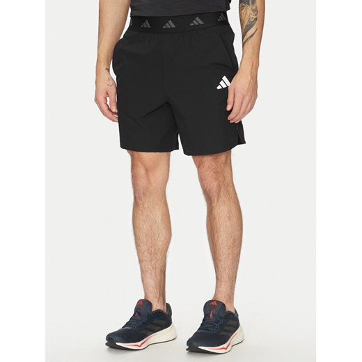 adidas Szorty sportowe Gym+ JC5244 Czarny Slim Fit ze sklepu MODIVO w kategorii Spodenki męskie - zdjęcie 182629290