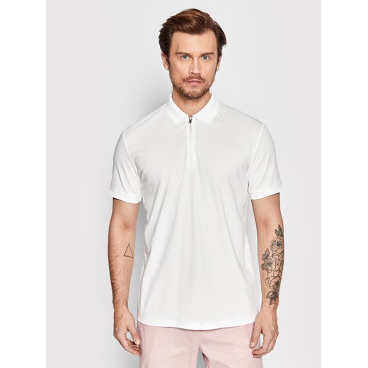 Selected Homme Polo Fave 16079026 Biały Regular Fit ze sklepu MODIVO w kategorii T-shirty męskie - zdjęcie 182629292