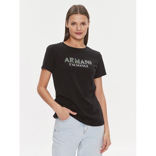 Armani Exchange T-Shirt 3DYT13 YJ8QZ 1200 Czarny Regular Fit ze sklepu MODIVO w kategorii Bluzki damskie - zdjęcie 182629490
