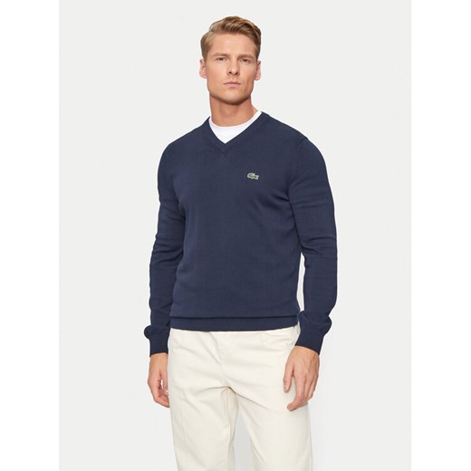 Lacoste Sweter AH1951 Granatowy Regular Fit ze sklepu MODIVO w kategorii Swetry męskie - zdjęcie 182629514