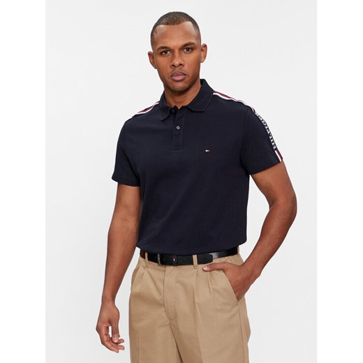 Tommy Hilfiger Polo Global Stripe Monotype Reg Polo MW0MW33591 Granatowy Regular Fit ze sklepu MODIVO w kategorii T-shirty męskie - zdjęcie 182629551
