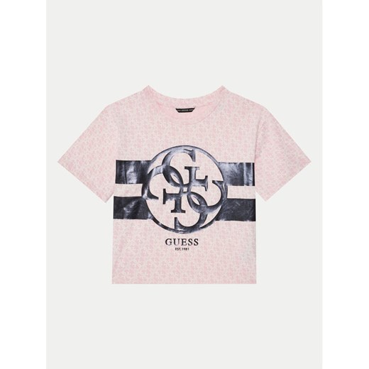 Guess T-Shirt J5RI04 K6YW4 Różowy Regular Fit ze sklepu MODIVO w kategorii T-shirty chłopięce - zdjęcie 182629590