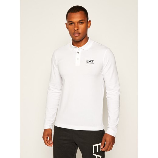 EA7 Emporio Armani Polo 8NPF05 PJM5Z 1100 Biały Regular Fit ze sklepu MODIVO w kategorii T-shirty męskie - zdjęcie 182629604