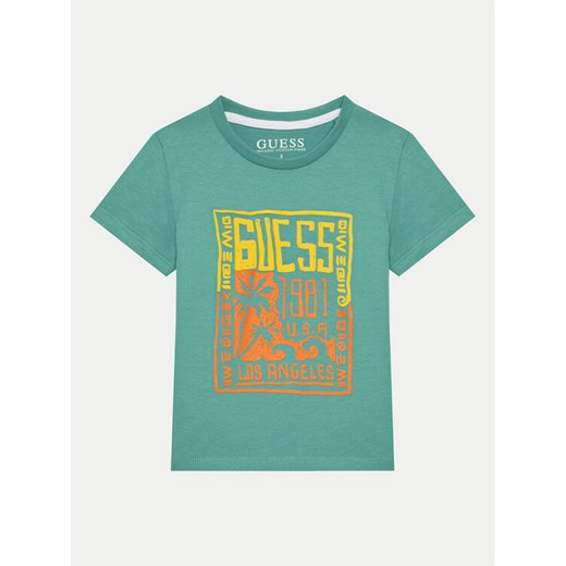 Guess T-Shirt N5GI16 K8HM4 Zielony Regular Fit ze sklepu MODIVO w kategorii T-shirty chłopięce - zdjęcie 182629643