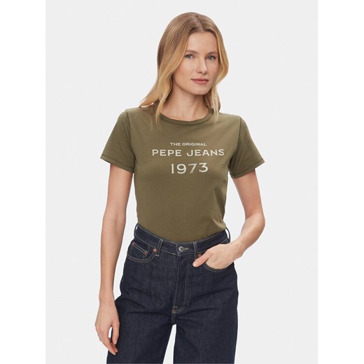 Pepe Jeans T-Shirt Harbor PL505743 Zielony Regular Fit ze sklepu MODIVO w kategorii Bluzki damskie - zdjęcie 182629721