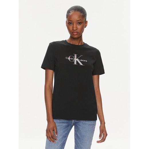 Calvin Klein Jeans T-Shirt Diffused Monologo J20J223264 Czarny Regular Fit ze sklepu MODIVO w kategorii Bluzki damskie - zdjęcie 182629762