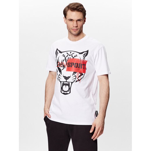 Plein Sport T-Shirt SACC MTK6029 SJY001N Biały Regular Fit ze sklepu MODIVO w kategorii T-shirty męskie - zdjęcie 182629780