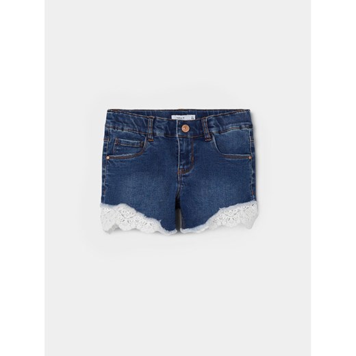 NAME IT Szorty jeansowe 13197440 Granatowy Slim Fit ze sklepu MODIVO w kategorii Spodenki dziewczęce - zdjęcie 182630040