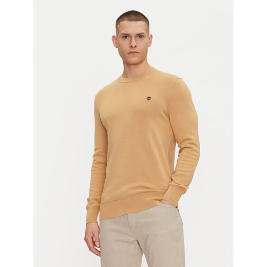 Timberland Sweter TB0A2BMM Beżowy Regular Fit ze sklepu MODIVO w kategorii Swetry męskie - zdjęcie 182630050
