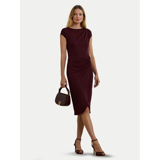 LAUREN RALPH LAUREN Sukienka koktajlowa 250951402001 Bordowy Slim Fit ze sklepu MODIVO w kategorii Sukienki - zdjęcie 182630301