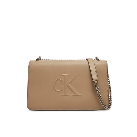Calvin Klein Jeans Torebka Sculpted Ew Flap25 Shoulder Bag LV04K3035G Beżowy ze sklepu MODIVO w kategorii Kopertówki - zdjęcie 182630310