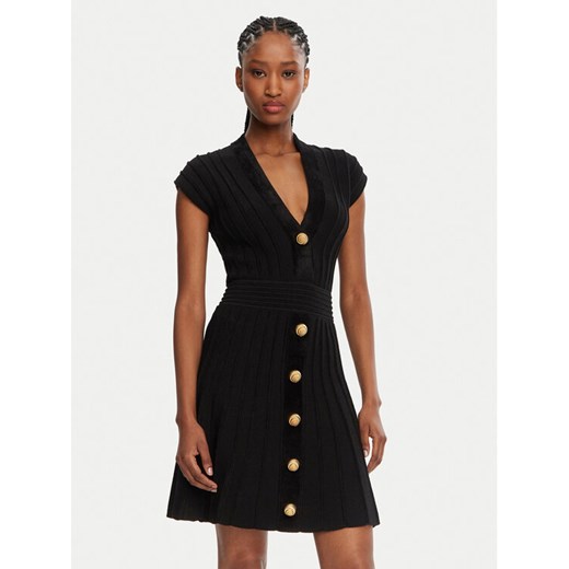 Balmain Sukienka dzianinowa DF0R7086KH64 Czarny Regular Fit ze sklepu MODIVO w kategorii Sukienki - zdjęcie 182630334