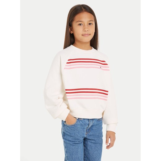 Tommy Hilfiger Bluza Monotype KG0KG08037 Écru Relaxed Fit ze sklepu MODIVO w kategorii Bluzy dziewczęce - zdjęcie 182630483