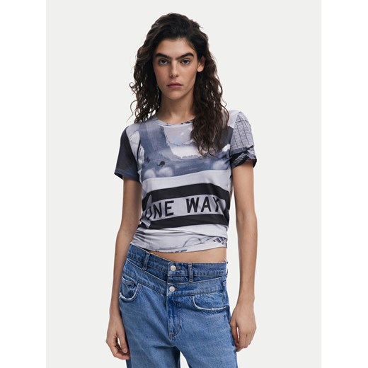 Desigual T-Shirt Potomac 25SWTKA0 Szary Slim Fit ze sklepu MODIVO w kategorii Bluzki damskie - zdjęcie 182630734