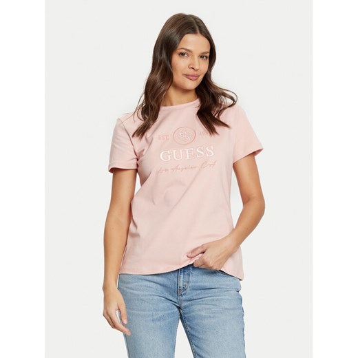Guess T-Shirt V5RI05 J1314 Różowy Regular Fit ze sklepu MODIVO w kategorii Bluzki damskie - zdjęcie 182630892