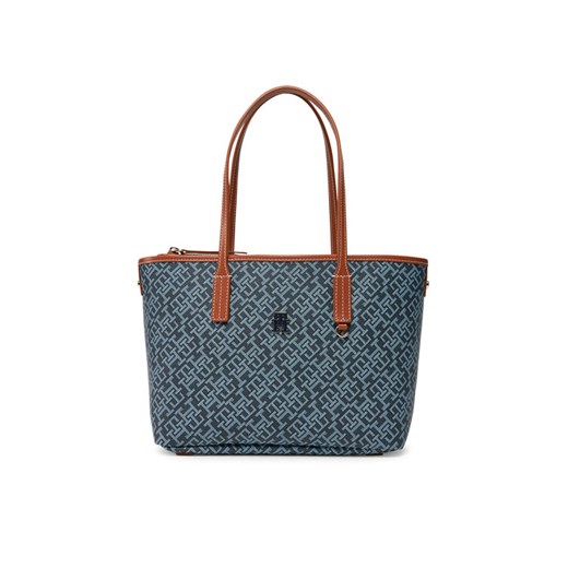 Tommy Hilfiger Torebka Th Monoplay Leather Mini Tote AW0AW17415 Granatowy ze sklepu MODIVO w kategorii Torby Shopper bag - zdjęcie 182630910