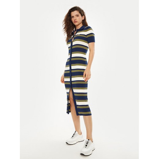Lacoste Sukienka dzianinowa EF2554 Granatowy Slim Fit ze sklepu MODIVO w kategorii Sukienki - zdjęcie 182631102