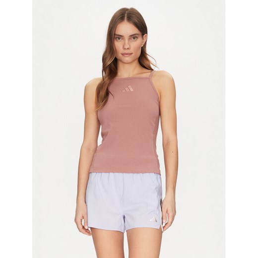 adidas Top ALL SZN Rib JJ1222 Różowy Slim Fit ze sklepu MODIVO w kategorii Bluzki damskie - zdjęcie 182631140