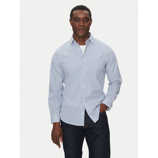 Calvin Klein Koszula Poplin Stripe L/S Shirt K10K114445 Niebieski Regular Fit ze sklepu MODIVO w kategorii Koszule męskie - zdjęcie 182631264
