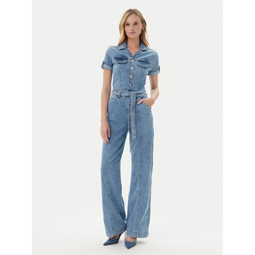 Guess Kombinezon W5GD1B D5O90 Niebieski Regular Fit ze sklepu MODIVO w kategorii Kombinezony damskie - zdjęcie 182631290
