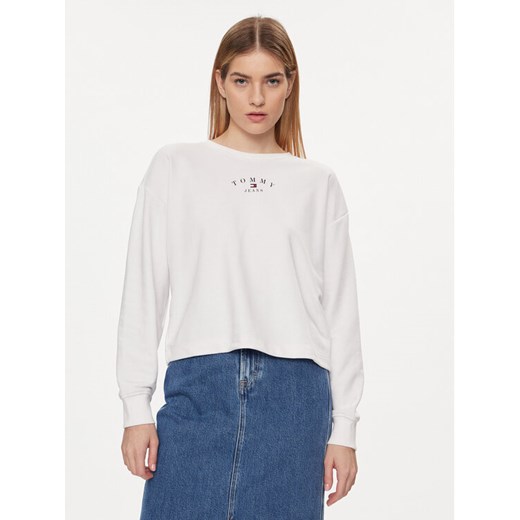 Tommy Jeans Bluza Essential Logo DW0DW18143 Biały Regular Fit ze sklepu MODIVO w kategorii Bluzy damskie - zdjęcie 182631341
