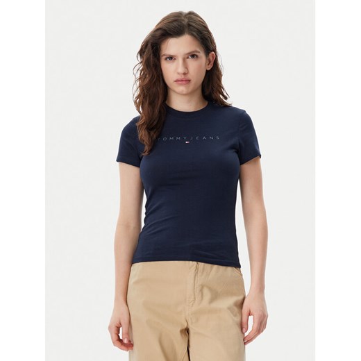 Tommy Jeans T-Shirt Tonal Linear DW0DW20315 Granatowy Slim Fit ze sklepu MODIVO w kategorii Bluzki damskie - zdjęcie 182631421