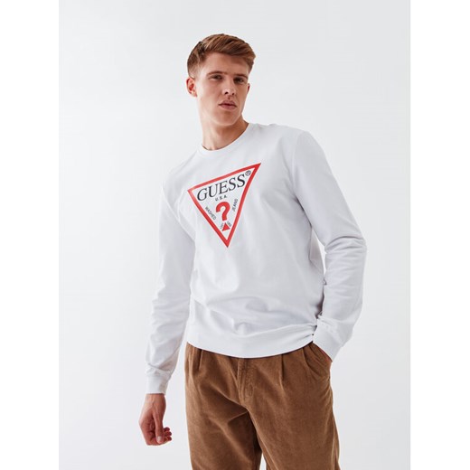 Guess Bluza Audley M2YQ37 K6ZS1 Biały Slim Fit ze sklepu MODIVO w kategorii Bluzy męskie - zdjęcie 182631553