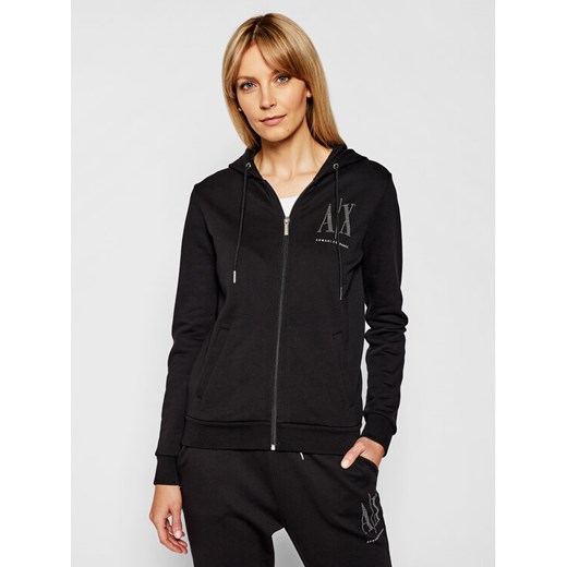 Armani Exchange Bluza 8NYM21 YJ68Z 1200 Czarny Regular Fit ze sklepu MODIVO w kategorii Bluzy damskie - zdjęcie 182631653