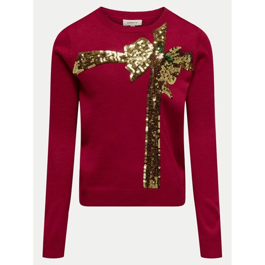 Kids ONLY Sweter Xmas 15331289 Czerwony Relaxed Fit ze sklepu MODIVO w kategorii Swetry dziewczęce - zdjęcie 182631723