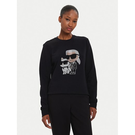 KARL LAGERFELD Bluza 245W1812 Czarny Regular Fit ze sklepu MODIVO w kategorii Bluzy damskie - zdjęcie 182631754