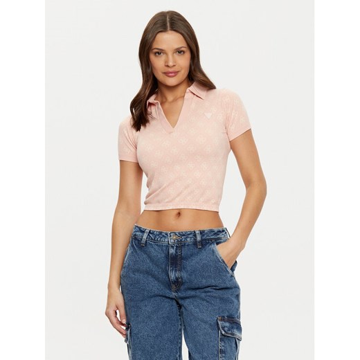 Guess Polo V5RP03 Z3LF0 Różowy Regular Fit ze sklepu MODIVO w kategorii Bluzki damskie - zdjęcie 182631781