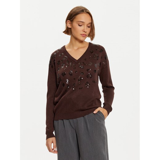 LOLA CASADEMUNT Sweter LF2411007 Brązowy Regular Fit ze sklepu MODIVO w kategorii Swetry damskie - zdjęcie 182631834