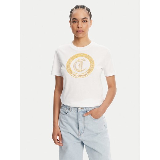 Just Cavalli T-Shirt 78PAHE13 Biały Regular Fit ze sklepu MODIVO w kategorii Bluzki damskie - zdjęcie 182632064