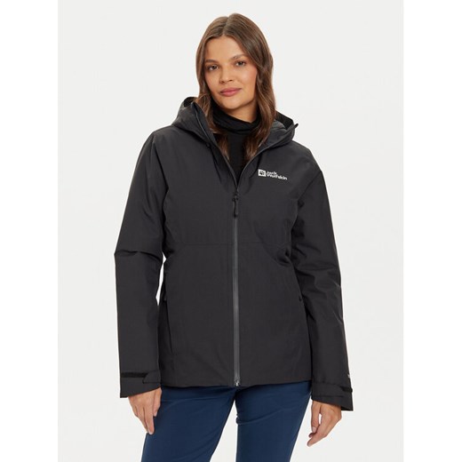 Jack Wolfskin Kurtka przeciwdeszczowa Wisper Ins A61893 Czarny Regular Fit ze sklepu MODIVO w kategorii Kurtki damskie - zdjęcie 182632151