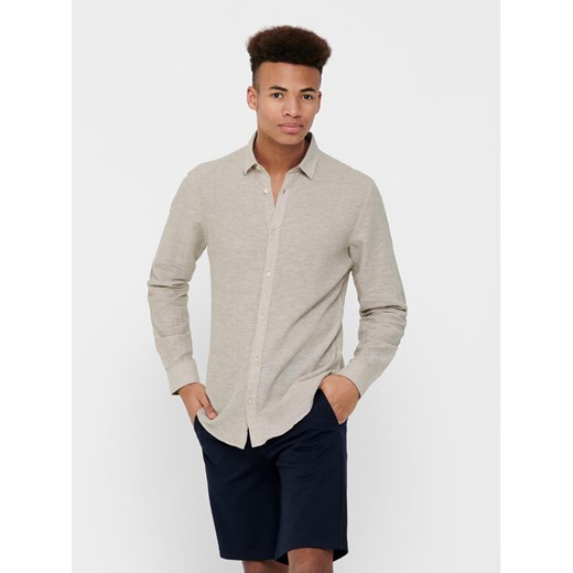 Only & Sons Koszula Caiden 22012321 Beżowy Slim Fit ze sklepu MODIVO w kategorii Koszule męskie - zdjęcie 182632193