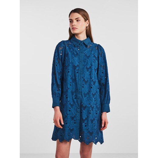 YAS Sukienka koszulowa 26030764 Granatowy Regular Fit ze sklepu MODIVO w kategorii Sukienki - zdjęcie 182632772