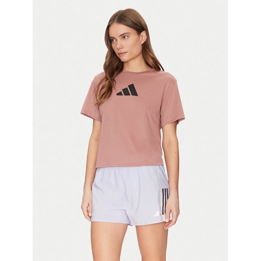 adidas Koszulka techniczna Train Essentials Big Logo Performance JM0629 Różowy Regular Fit ze sklepu MODIVO w kategorii Bluzki damskie - zdjęcie 182632894