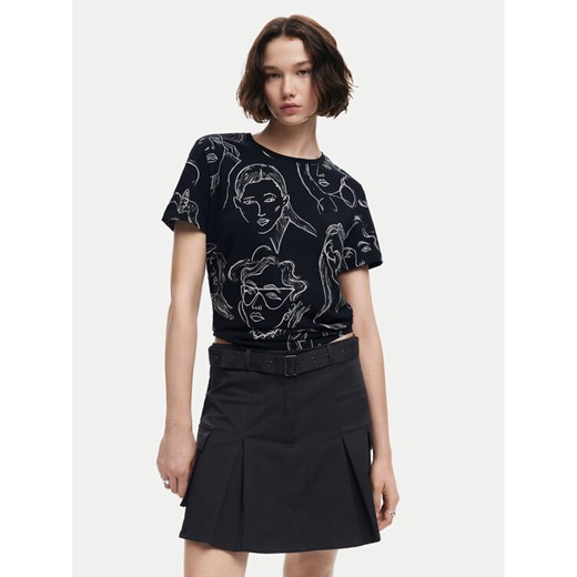 Desigual T-Shirt Caras 24WWTK54 Czarny Regular Fit ze sklepu MODIVO w kategorii Bluzki damskie - zdjęcie 182632990