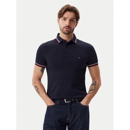 Tommy Hilfiger Polo Tipped MW0MW37346 Granatowy Slim Fit ze sklepu MODIVO w kategorii T-shirty męskie - zdjęcie 182633022