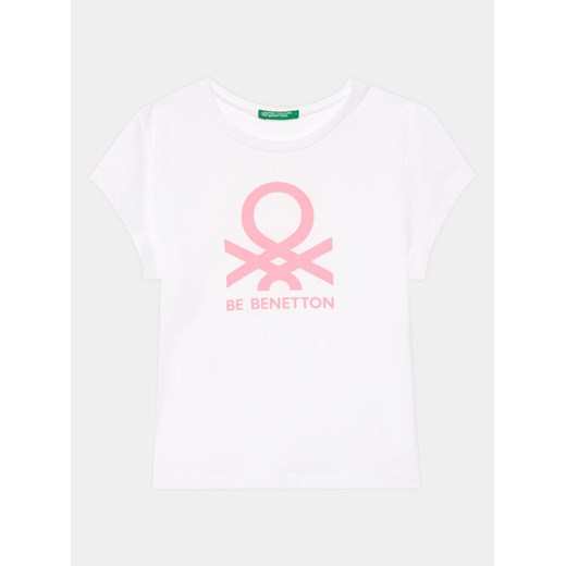 United Colors Of Benetton T-Shirt 3096G10D7 Biały Regular Fit ze sklepu MODIVO w kategorii Bluzki dziewczęce - zdjęcie 182633100