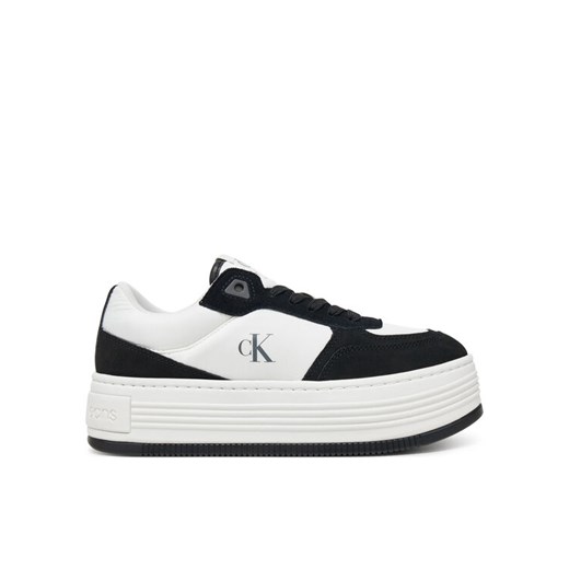 Calvin Klein Jeans Sneakersy Bold Flatf Low Lace Mix YW0YW01742 Biały ze sklepu MODIVO w kategorii Buty sportowe damskie - zdjęcie 182633153