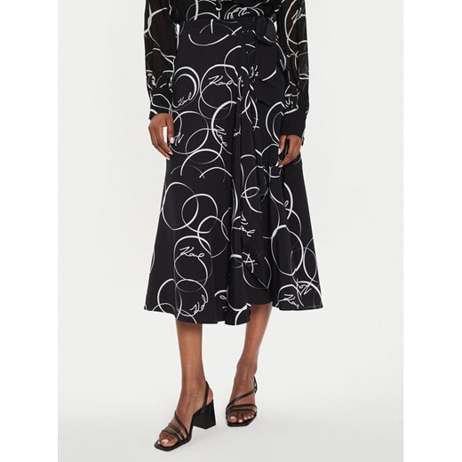 KARL LAGERFELD Spódnica midi 245W1203 Czarny Regular Fit ze sklepu MODIVO w kategorii Spódnice - zdjęcie 182633194