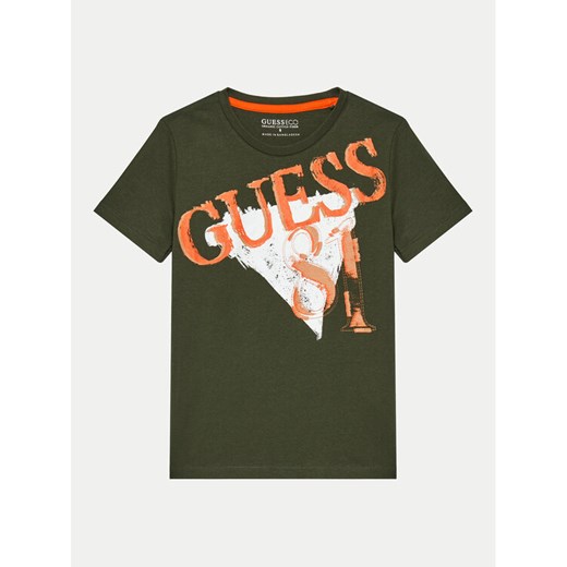 Guess T-Shirt L4BI02 I3Z14 Zielony Regular Fit ze sklepu MODIVO w kategorii T-shirty chłopięce - zdjęcie 182633303