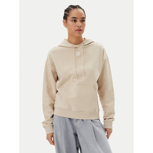 HUGO Bluza Delfinia 50522423 Beżowy Regular Fit ze sklepu MODIVO w kategorii Bluzy damskie - zdjęcie 182633562